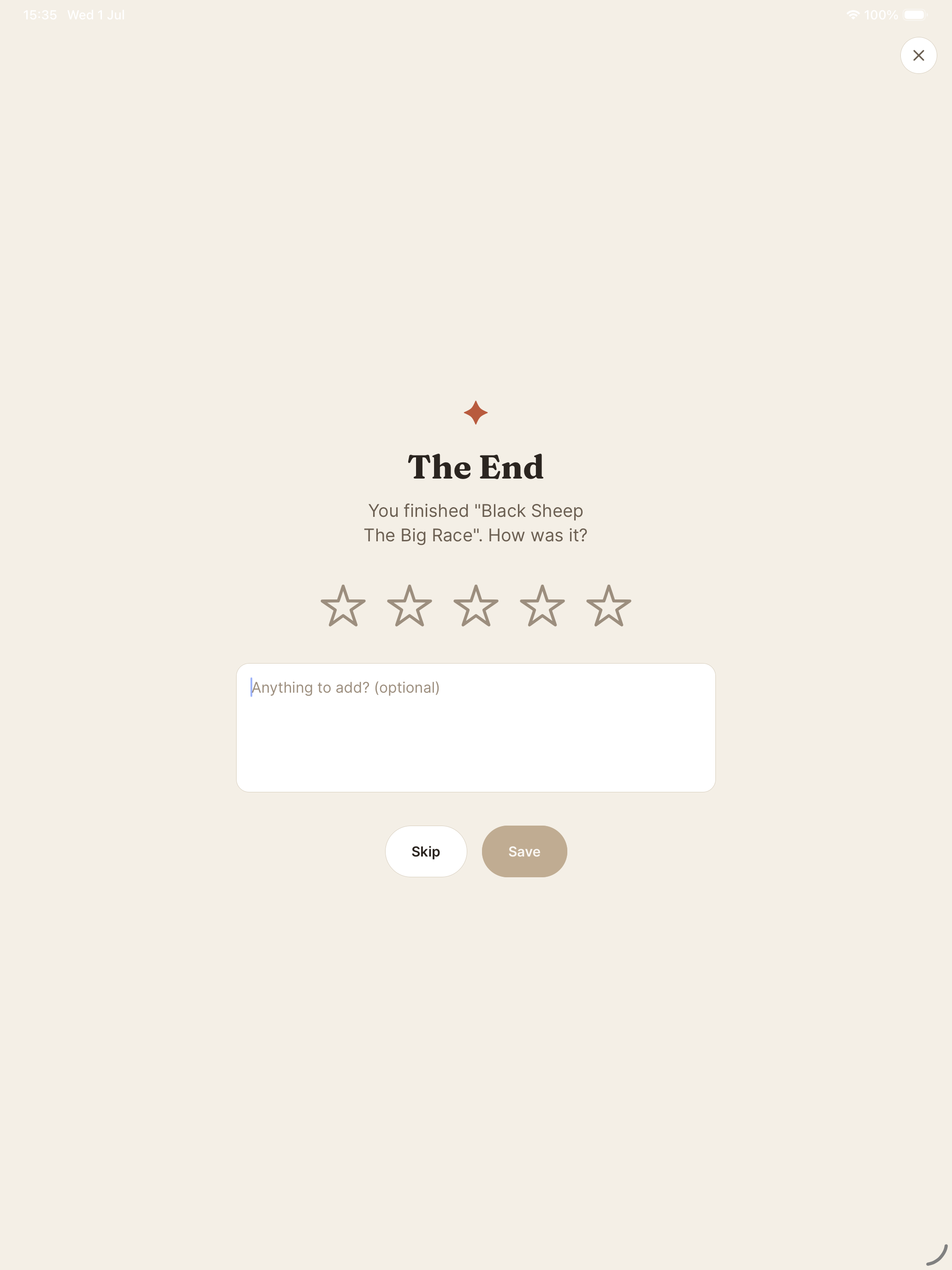 A book's closing “The End” page
